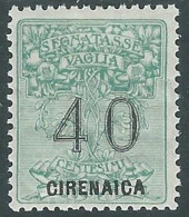 1924 CIRENAICA SEGNATASSE PER VAGLIA 40 CENT MH * - P39-10 - Cirenaica