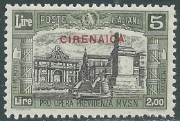 1929 CIRENAICA MILIZIA 5 LIRE LUSSO MNH ** - P41-2 - Cirenaica