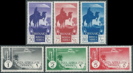 1932 CIRENAICA POSTA AEREA SOGGETTI AFRICANI 6 VALORI MNH ** - P41-7 - Cirenaica