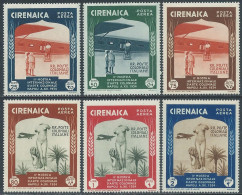 1934 CIRENAICA POSTA AEREA MOSTRA ARTE COLONIALE 6 VALORI MMH ** - P28-9 - Cirenaica