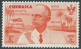 1934 CIRENAICA POSTA AEREA VOLO ROMA MOGADISCIO 5 LIRE MNH ** - P41-10 - Cirenaica