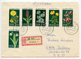 Germany East 1969 Registered Cover; Halle To Kellen; Protected Plants Stamps; Tauschsendung Exchange Control Label - Lettres & Documents