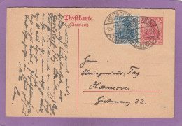 GANZSACHE (ANTWORT)  MIT STEMPEL " HERBORN ". - Briefkaarten