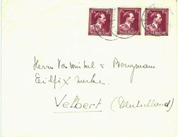 (01) Belgique  3 X N° 642  Sur Enveloppe écrite De Hasselt Vers Velbert Allemagne - 1936-1957 Open Kraag