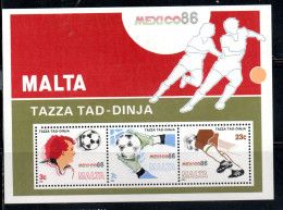 MALTA 1986 WORLD CUP SOCCER MEXICO 86 FOOTBALL CHAMPIONSHIPS COPPA MONDIALE DI CALCIO MESSICO BLOCK SHEET MNH - Malta
