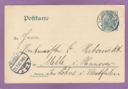 GANZSACHE AUS TODTMOOS NACH MELLE. - Cartes Postales