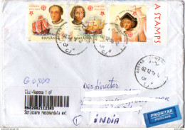 Romania - 2005 -  The 50th Anniversary Of  EUROPA -  Imper Set Used On Registered Cover To India. ( OL 11/01/2020 ) - Cartas & Documentos