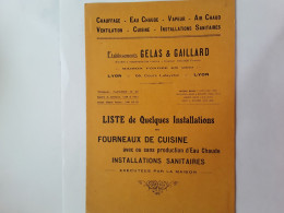ETS GELAS & GAILLARD LYON FOURNEAUX DE CUISINE   BROCHURE - Publicités