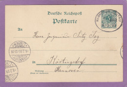 GANZSACHE MIT BAHNPOSTSTEMPEL " HANNOVER - SOLTAU ". ANKUNFTSTPL. " HANNOVER - LINDEN ". - Postcards