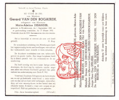 DP Gerard Van Den Bogaerde ° Kruishoutem 1885 † 1952 X A. Desander // Vandermeulen Speliers Vandenbroecke Verstraeten - Devotion Images