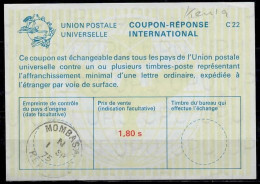 KENYA  La22A  1,80 S  International Reply Coupon Reponse  IRC IAS Cupon Respuesta  MOMBASA 01.09.75 - Kenya, Ouganda & Tanganyika