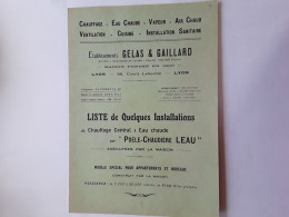 ETS GELAS & GAILLARD LYON POELE CHAUDIÈRE LEAU   BROCHURE - Advertising