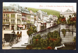 Spa. L'escalier Des Bains, La Rue Royale. Magasin D'habillement. Gravures De Sport. Hôtel-Restaurant Continental. 1913 - Spa