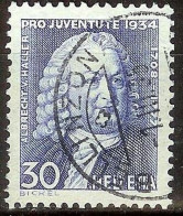 Schweiz Suisse Pro Juventute 1934: Albrecht Haller Zu WI 72 Mi 284 Yv 281 Mit ⊙ BELLINZONA 1.III.35 (Zumstein CHF 14.00) - Used Stamps