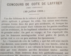 1902 Revue Automobile "  LA LOCOMOTION " - CONCOURS DE COTE DE LAFFREY Près De GRENOBLE - 1900 - 1949