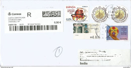 Spain  - 2013 - 23rd World Handball Championship    - Stamp  Used On Registered  Cover To India.. ( OL 31/03/2019) - Handball