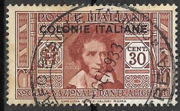 COLONIE ITALIANE - 1932 - UGO FOSCOLO - CENT 30 - USATO  (YVERT 5 -MICHEL 5 - SS15) - Emissions Générales