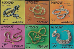 Gabon 1972 Y&T 297 à 302, Non Dentelés. Reptiles, Serpents - Snakes