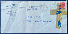 Lettre Froissée Et Déchirée Liberté N°2376 2FR20 Rouge Griffe " PARVENU EN MAUVAIS ETAT PARIS 18 ARL " + Paraphe...TTB - 1982-1990 Liberté De Gandon