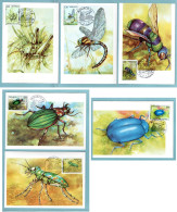 Carte Maximum Monaco 1987 - Faune - Insectes Du Parc National Du Mercantour - YT 1567 à 1572 - Maximum Cards