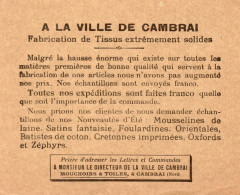 à La Ville De Cambrai - Fabrique De Mouchoirs Batistes Et Toile Rue Des Lombards - Dépliant 5 Volets Recto Verso - Publicités