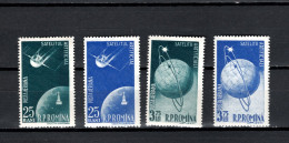 Romania 1957 Space, Satellites Set Of 4 MNH - Europa