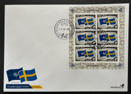 Lithuania Litauen Lituanie 2024 Baltic - NATO Sea Sweden Joins NATO Flags BeePost Sheetlet FDC - Lituania