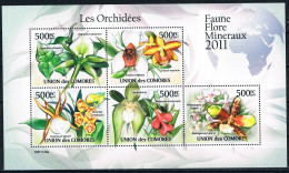 Bloc Sheet Fleurs Orchidées Flowers Orchids  Neuf  MNH ** Comores Comoros 2011 - Orchideen