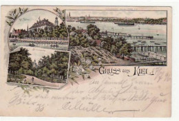39069704 - Kiel, Lithographie Mit Kgl. Schloss U. Schlossgarten Gelaufen, 1896 Kleiner Riss Am Rand Oben Rechts, Kleine - Kiel