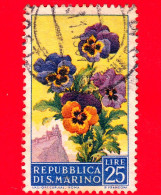 SAN MARINO - Usato - 1957 - Fiori - 2ª Emissione - Viole - 25 - Used Stamps