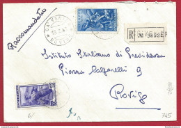 1955 Interpol N° 745 + Lavoro 20 Lire Su Lettera Raccomandata Per Rovigo - Europe
