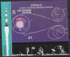 Ascension Mnh ** Space Sheet 5 Euros 1989 - Ascension