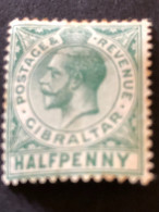 GIBRALTAR  SG 76  Crown CA Wmk  ½d Green  MH* Toning On Gum - Gibilterra