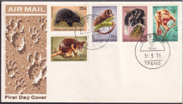 Long Beack Ecidnas,Possum,Triok,Cuscus,Numat,Endangererd Animal, FDC,Papua New Guinea 1971 (**) - Papua New Guinea