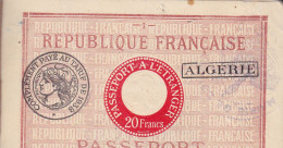 Passeport France Nombreux Fiscaux Dont Algérie 60 F Renouvellement Passeport Visas Suisse Suède Finlande Italie ... - Covers & Documents