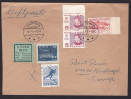 Greenland: Cover To Sweden, 1980, 3 Stamps, 2 Swedish Stamps For Postage Due, Label, Taxed, To Pay (cover Is Shortened) - Covers & Documents