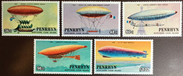 Penrhyn 1983 Manned Flight Original Set Aircraft Aviation MNH - Penrhyn