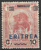 ERITREA - 1924 - LEONE SOPRASTAMPATO AZZURRO -C. 10/1A - NUOVO MN* (YVERT 82 - MICHEL 85 - SS 82) - Erythrée