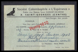 Société Colombophile " L'Espérance " à St. Georges - Convocation - Année 1947-48 - Saint-Georges-sur-Meuse