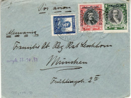 CHILE 1933 AIRMAIL LETTER SENT FROM SANTIAGO TO MUENCHEN - Chile