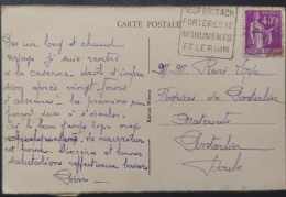 Carte Postale Neuf Brisach Oblitération Daguin Neuf Brisach 1938 - 1921-1960: Moderne