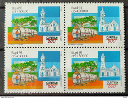 C 1833 Brazil Stamp 300 Year City Of Curitiba Urban Transport Church 1993 Block Of 4 - Neufs