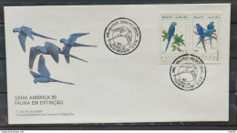 Brazil Envelope FDC 598 1993 Brazilian Macaws Fauna Cbc Df 02 - FDC