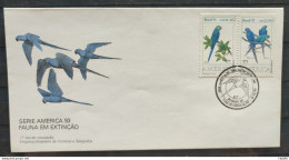 Brazil Envelope FDC 598 1993 Brazilian Macaws Fauna Cbc Df 01 - FDC