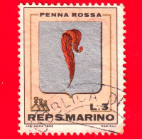 SAN MARINO - Usato - 1968 - Stemmi - Pennarossa - 3 L. - Gebraucht