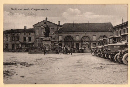 Cpa Animée Place Soldats Allemands Camions Panneaux Indicateurs - Damvillers - Meuse Guerre 14-18 WW1 Feldpost - Damvillers