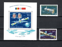 Romania 1981 Space, Soyuz 40, Joint Flight USSR - Romania Set Of 2 + S/s MNH - Europa