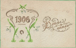 Bonne Année 1906 Gaufrée Fer à Cheval - Neujahr