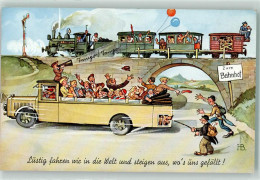 39289004 - Eisenbahn, Omnibus Rundfahrten Humor  , Schwaebischer Kunstverlag Nr. 340 - Boettcher, Hans