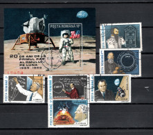 Romania 1989 Space, 20th Anniversary Of Apollo 11 Moonlanding Set Of 6 + S/s CTO - Europa